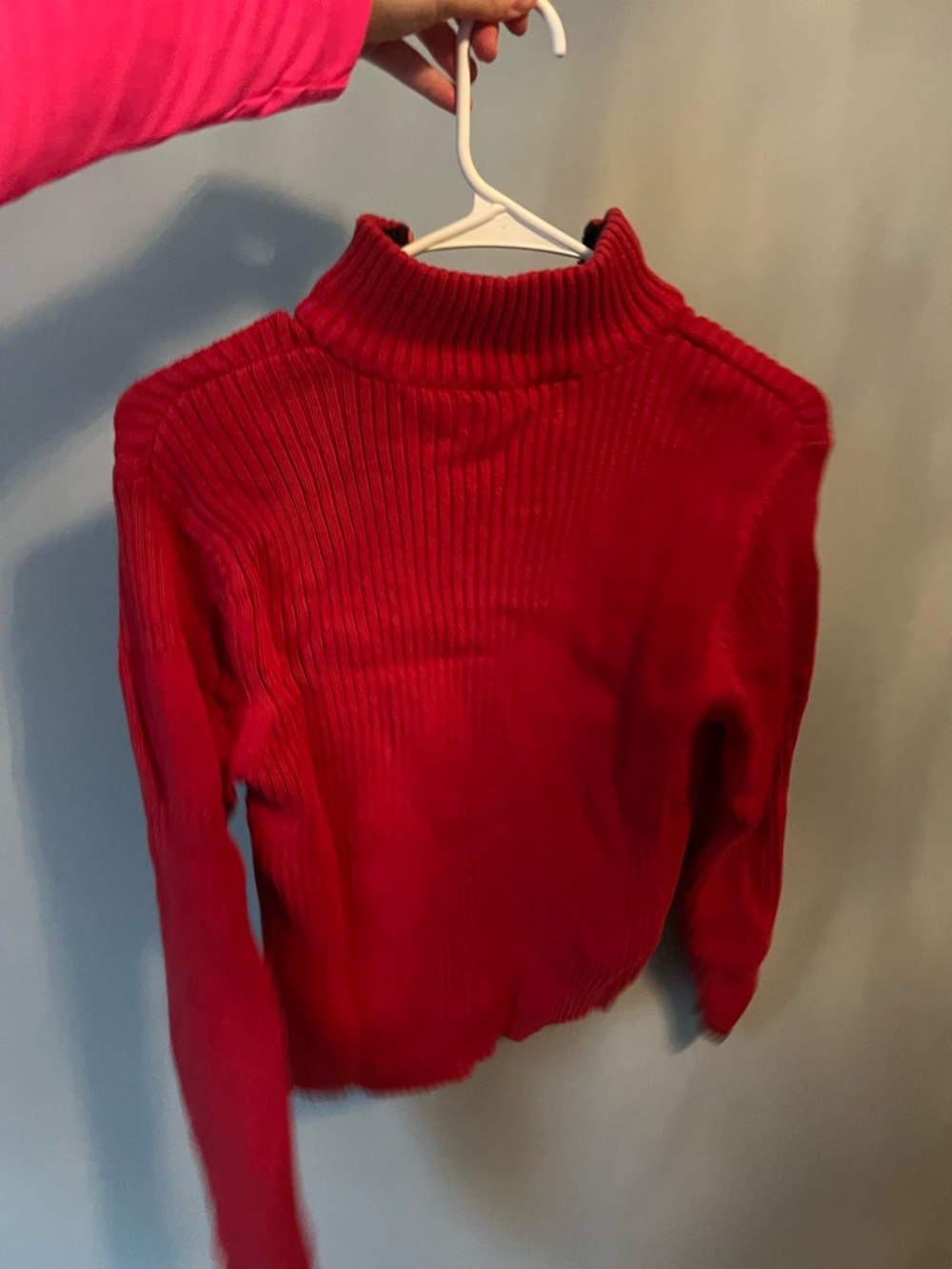 Red Quarter-Zip Ribbed Sweater - Picture 5 of 9
